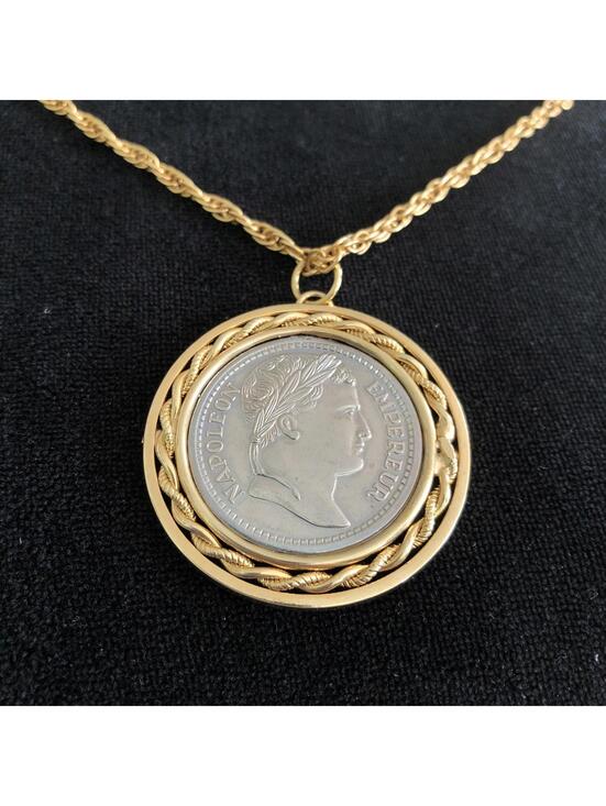 Estate Jewelry - Vintage French NAPOLEON EMPERUR Lion Metal Pendant Gold Tone